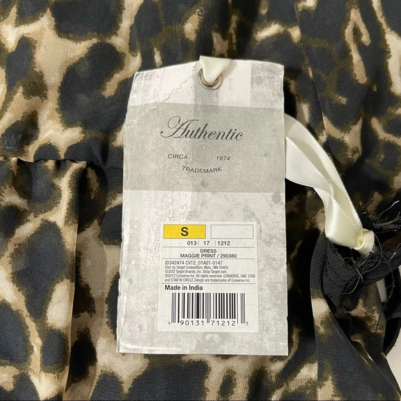 Converse NWT Tan & Black Leopard Print Layered Ruffle Mini Dress Small Women’s - Picture 11 of 14